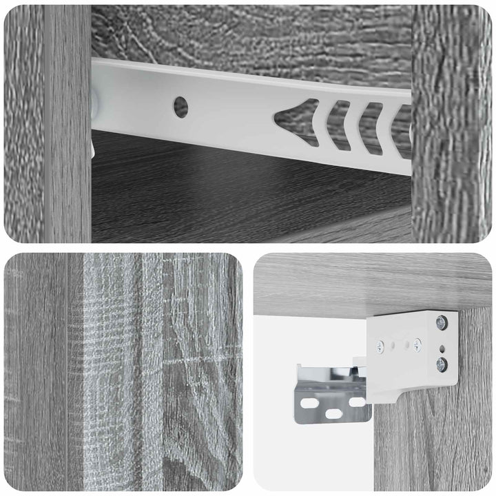 Væghængt Natbord 2 pcs Grå sonoma-eg 49 x 34,5 x 24 cm