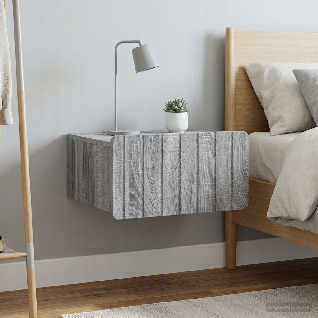 Væghængt Natbord 2 pcs Grå sonoma-eg 49 x 34,5 x 24 cm