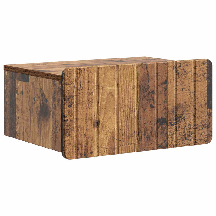 Væghængt Natbord med skuffe 2 pcs Gammelt træ 49 x 34,5 x 24 cm