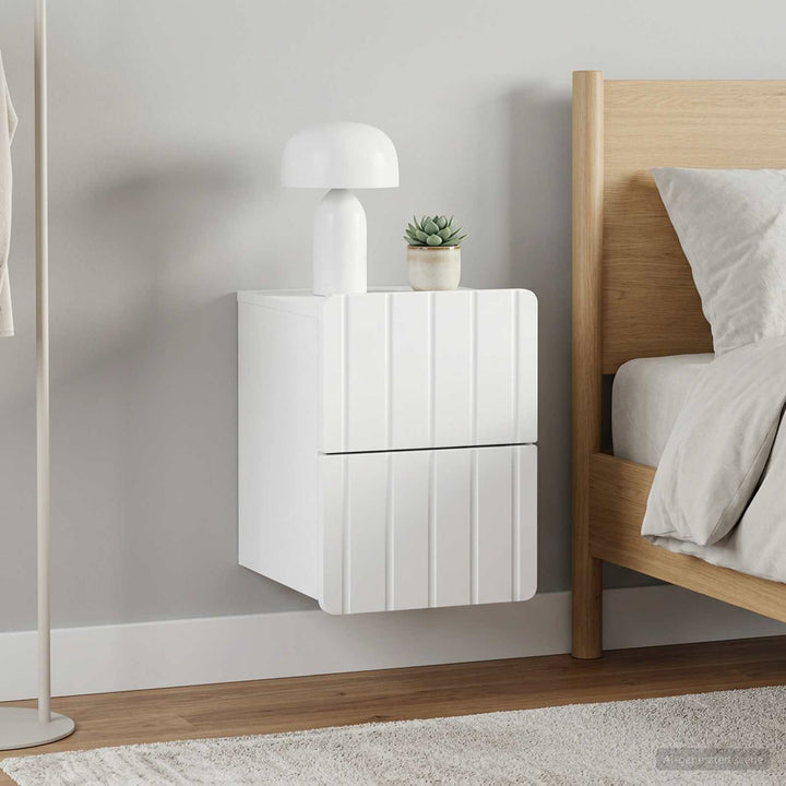 Væghængt Natbord 2 pcs Hvid 33 x 34,5 x 43 cm Konstrueret træ