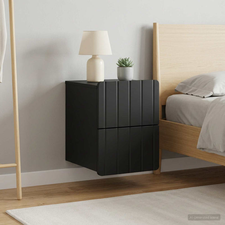 Væghængt Natbord 2 pcs Sort 33 x 34,5 x 43 cm Konstrueret træ