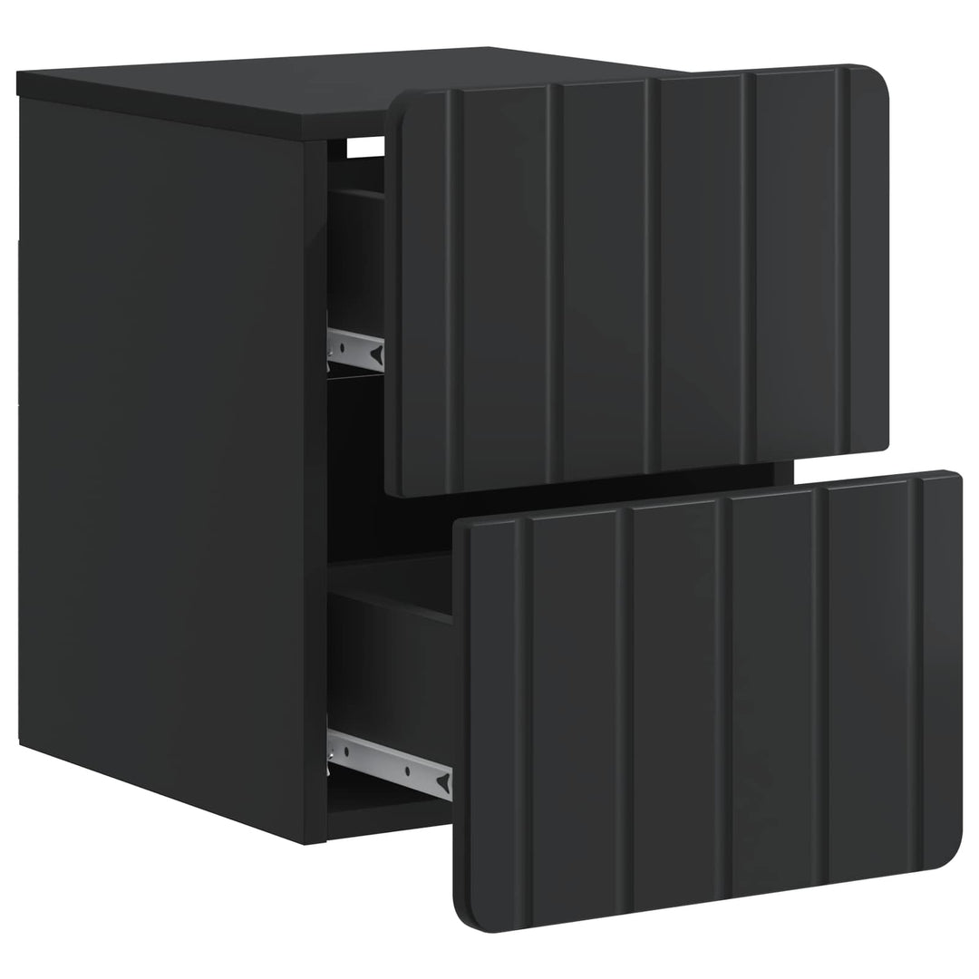 Væghængt Natbord 2 pcs Sort 33 x 34,5 x 43 cm Konstrueret træ