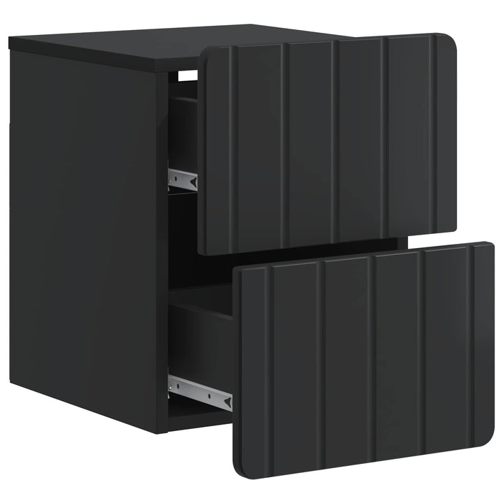 Væghængt Natbord 2 pcs Sort 33 x 34,5 x 43 cm Konstrueret træ