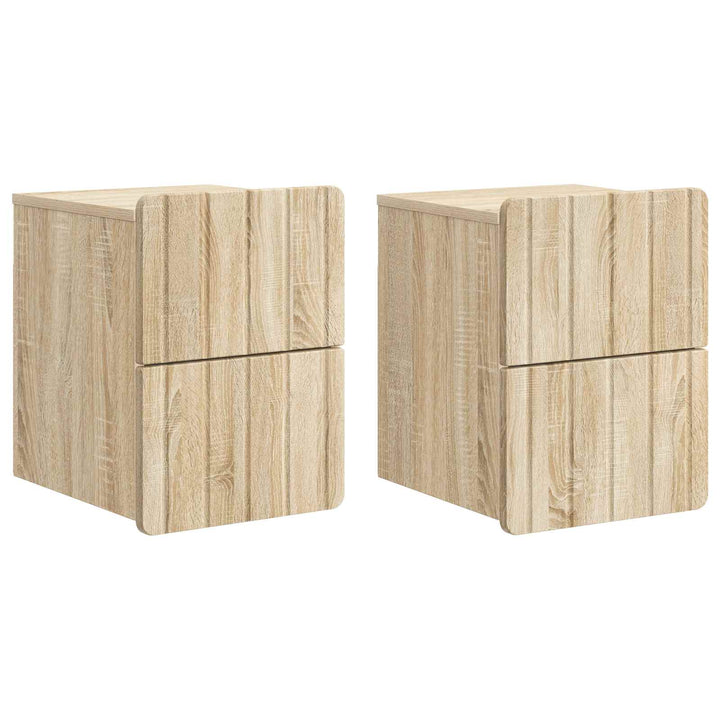 Væghængt Natbord med skuffe 2 pcs Sonoma-eg 33 x 34,5 x 43 cm