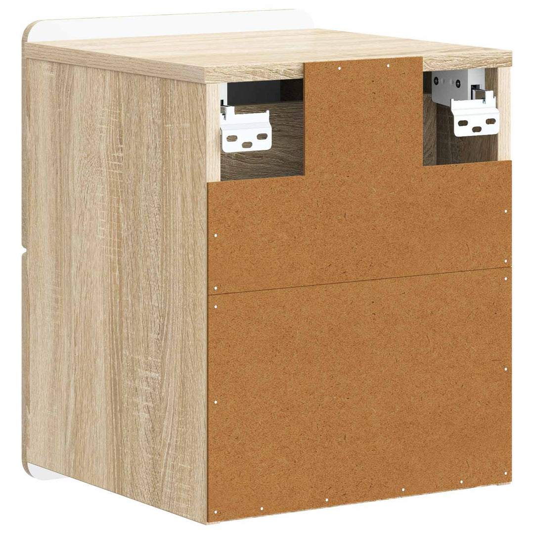 Væghængt Natbord med skuffe 2 pcs Sonoma-eg 33 x 34,5 x 43 cm