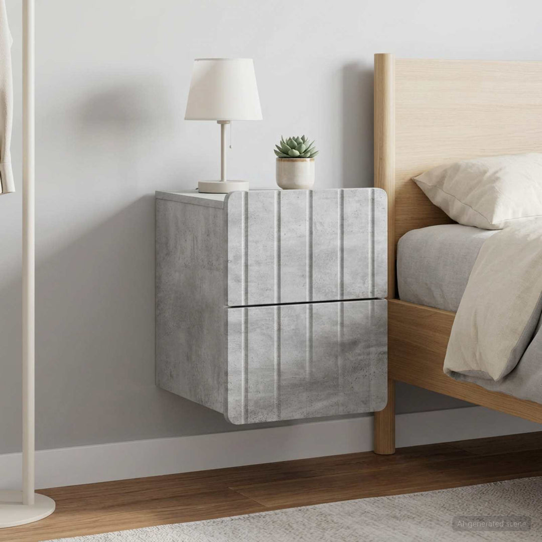 Væghængt Natbord med skuffe 2 pcs Betongrå 33 x 34,5 x 43 cm