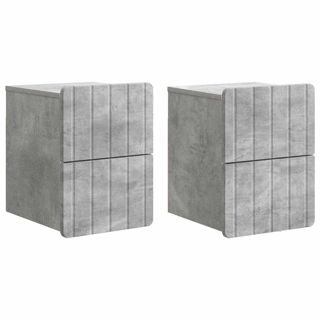 Væghængt Natbord med skuffe 2 pcs Betongrå 33 x 34,5 x 43 cm