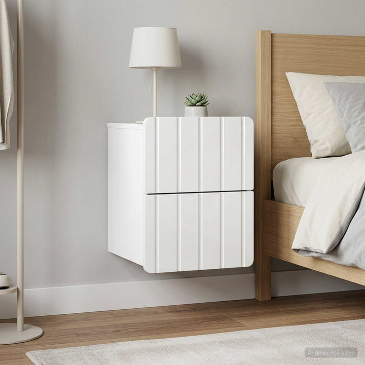 Væghængt Natbord 2 pcs Hvid højglans 33 x 34,5 x 43 cm