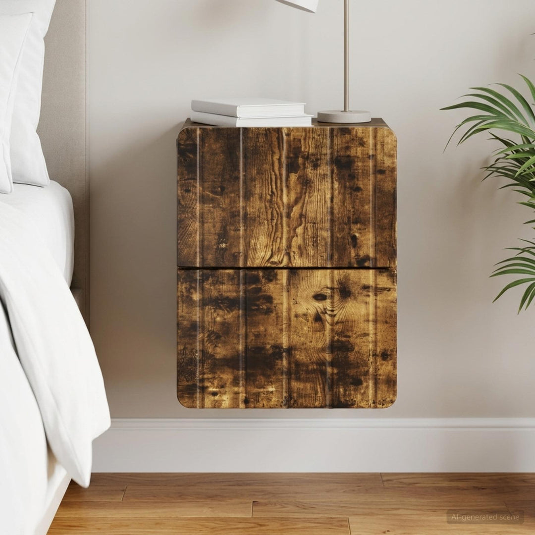 Væghængt Natbord Røget eg 33 x 34,5 x 43 cm Konstrueret træ