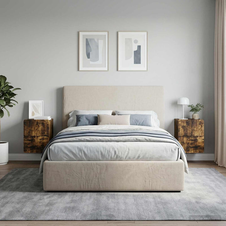 Væghængt Natbord med skuffe 2 pcs Røget eg 33 x 34,5 x 43 cm