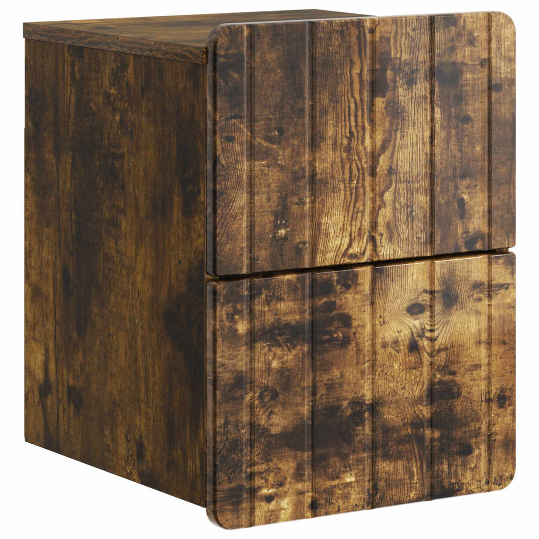 Væghængt Natbord med skuffe 2 pcs Røget eg 33 x 34,5 x 43 cm