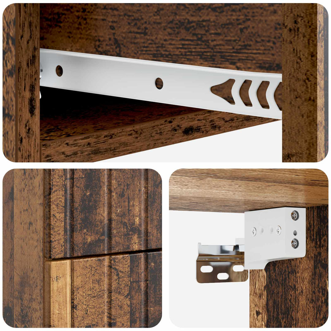 Væghængt Natbord med skuffe 2 pcs Gammelt træ 33 x 34,5 x 43 cm