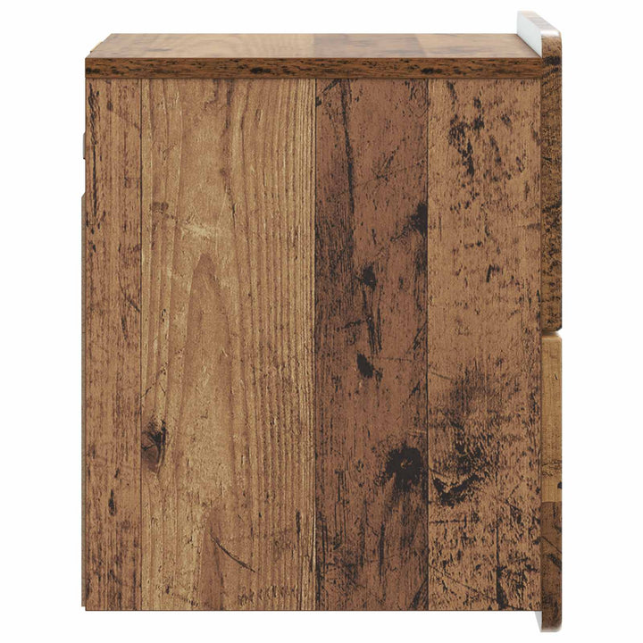 Væghængt Natbord med skuffe 2 pcs Gammelt træ 33 x 34,5 x 43 cm