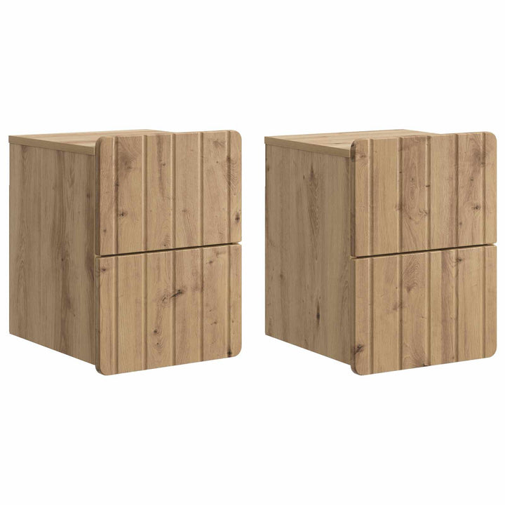 Væghængt Natbord med skuffe 2 pcs Artisan-eg 33 x 34,5 x 43 cm