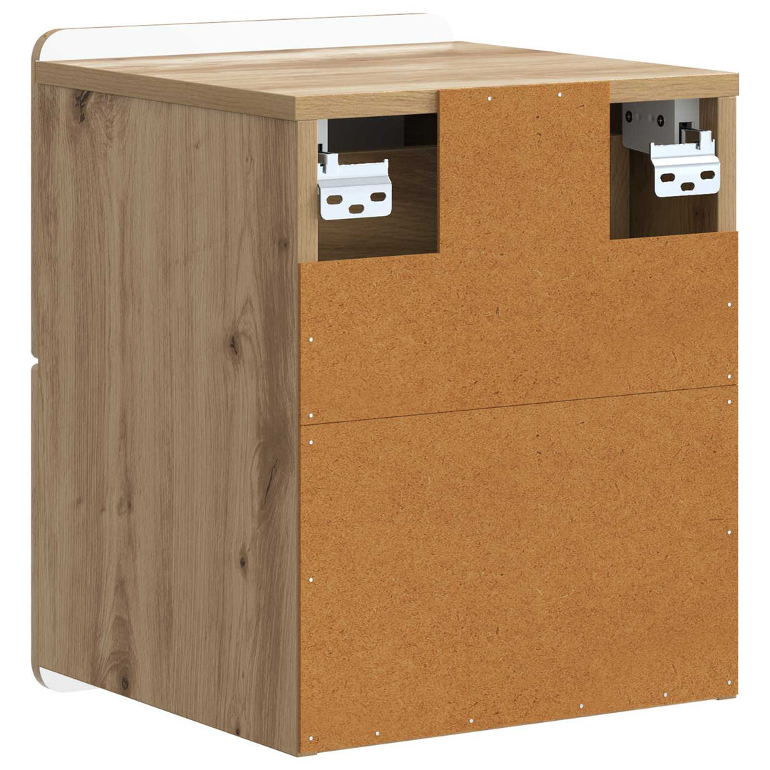 Væghængt Natbord med skuffe 2 pcs Artisan-eg 33 x 34,5 x 43 cm