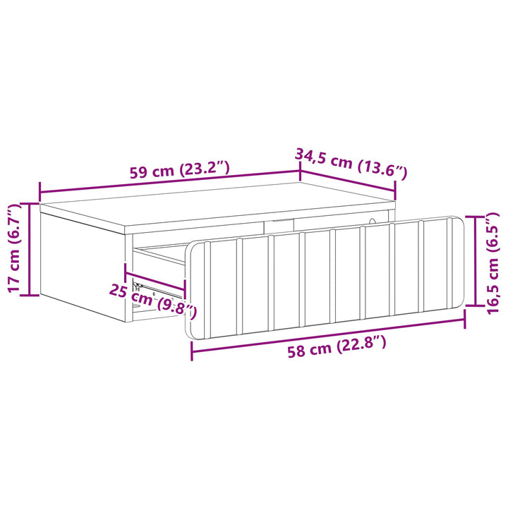 Væghængt Sideskab Sort 59 x 34,5 x 17 cm Konstrueret træ