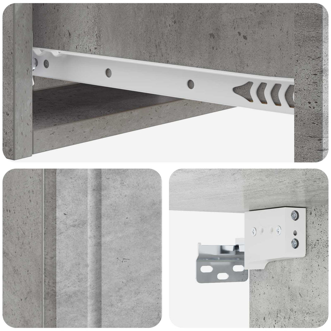 Væghængt Sideskab Betongrå 59 x 34,5 x 17 cm Konstrueret træ