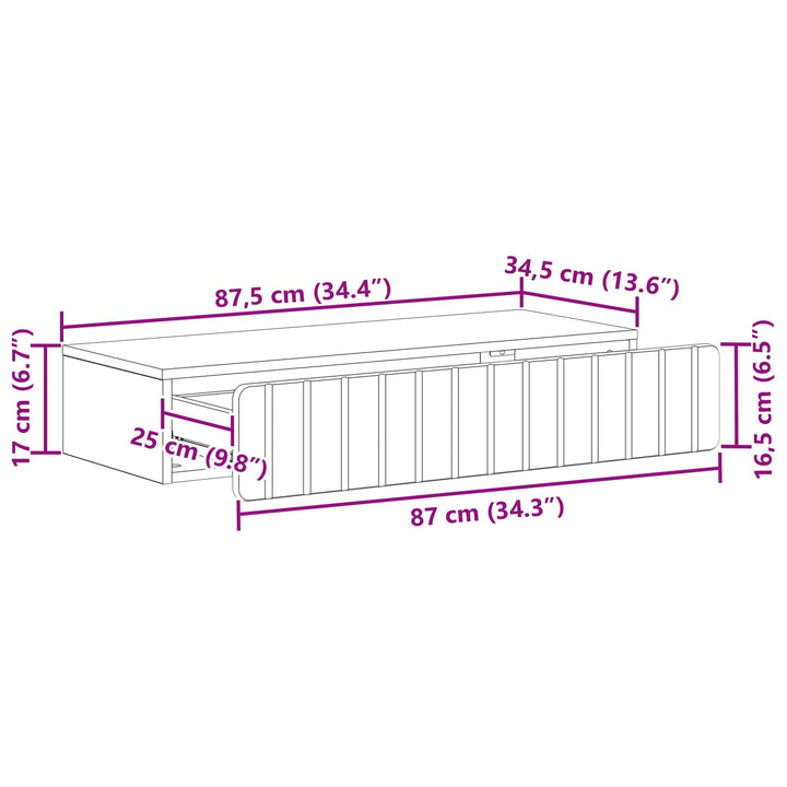 Væghængt Sideskab Hvid 87,5 x 34,5 x 17 cm Konstrueret træ
