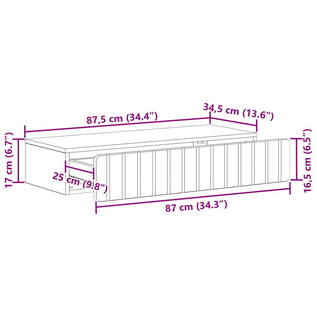 Væghængt Sideskab Sort 87,5 x 34,5 x 17 cm Konstrueret træ