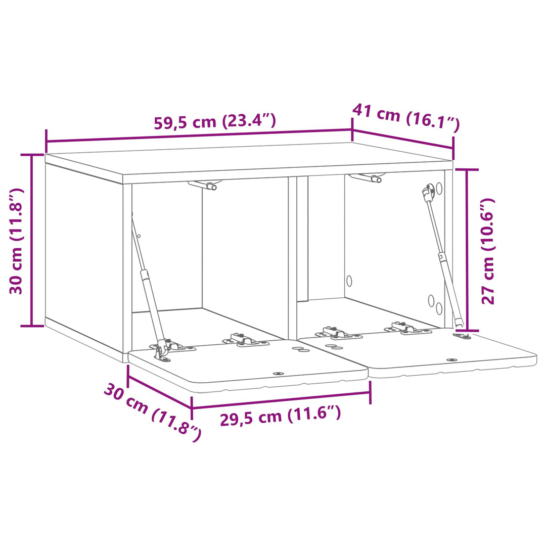 Væghængt TV-skab 59,5 x 41 x 30 cm Hvid Konstrueret træ