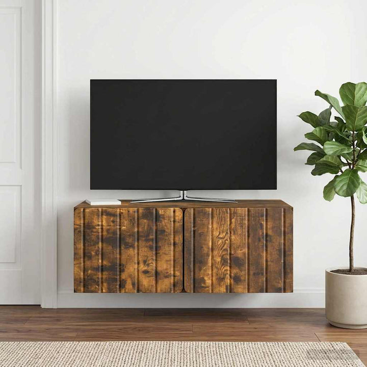 Væghængt TV-skab 78,5 x 41 x 30 cm Røget eg Konstrueret træ