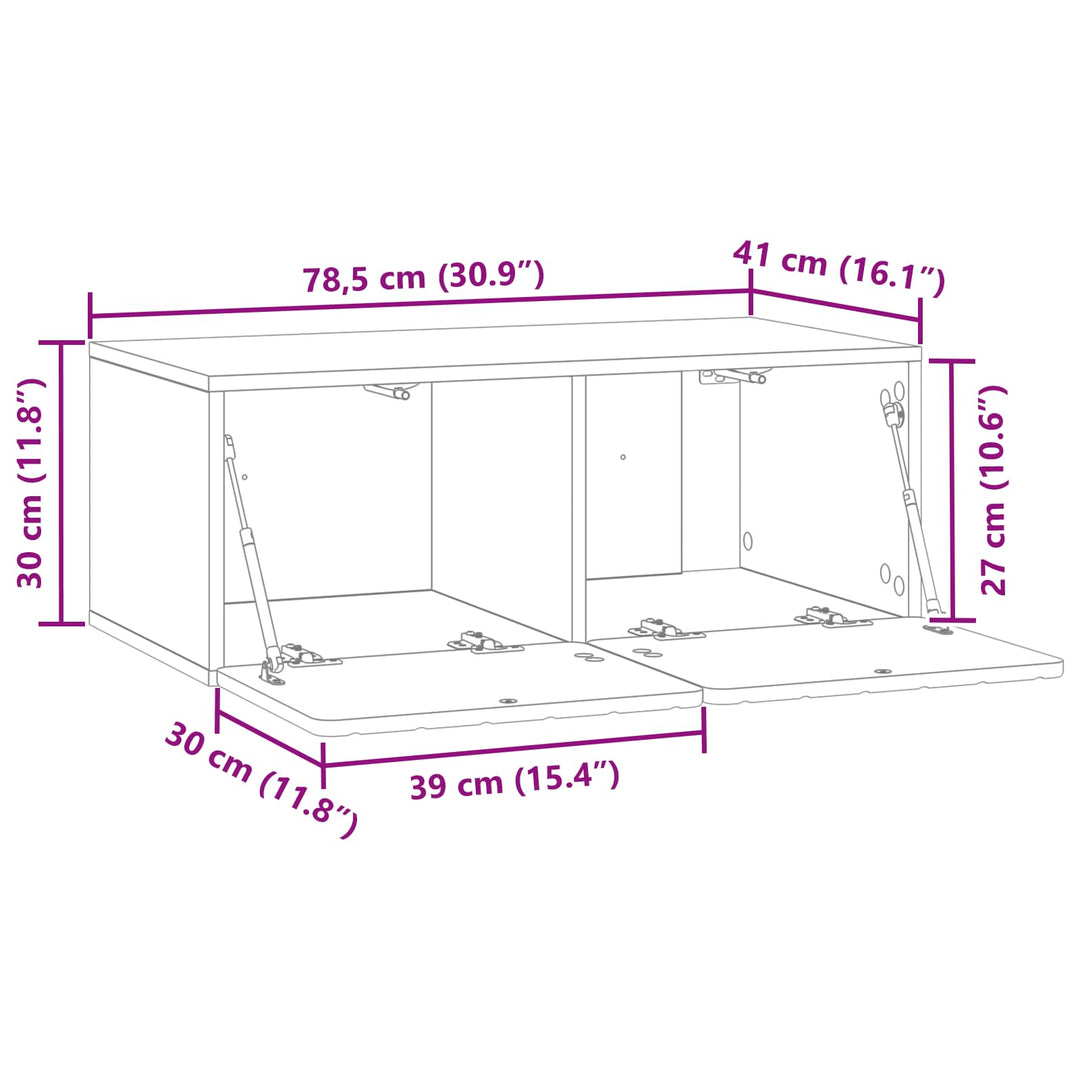 Væghængt TV-skab Artisan-eg 78,5 x 41 x 30 cm Konstrueret træ