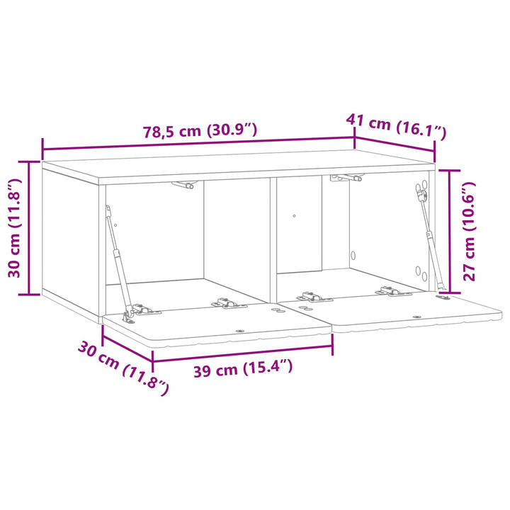 Væghængt TV-skab Artisan-eg 78,5 x 41 x 30 cm Konstrueret træ