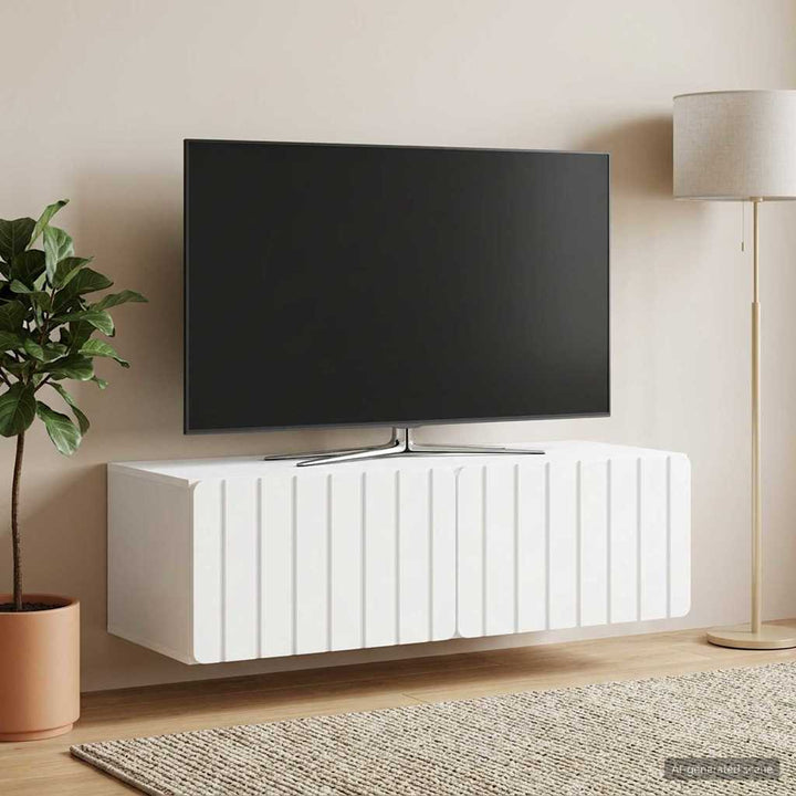 Væghængt TV-skab 98 x 41 x 30 cm Hvid Konstrueret træ
