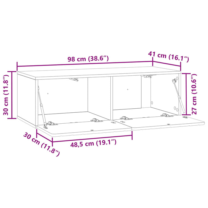 Væghængt TV-skab 98 x 41 x 30 cm Betongrå Konstrueret træ