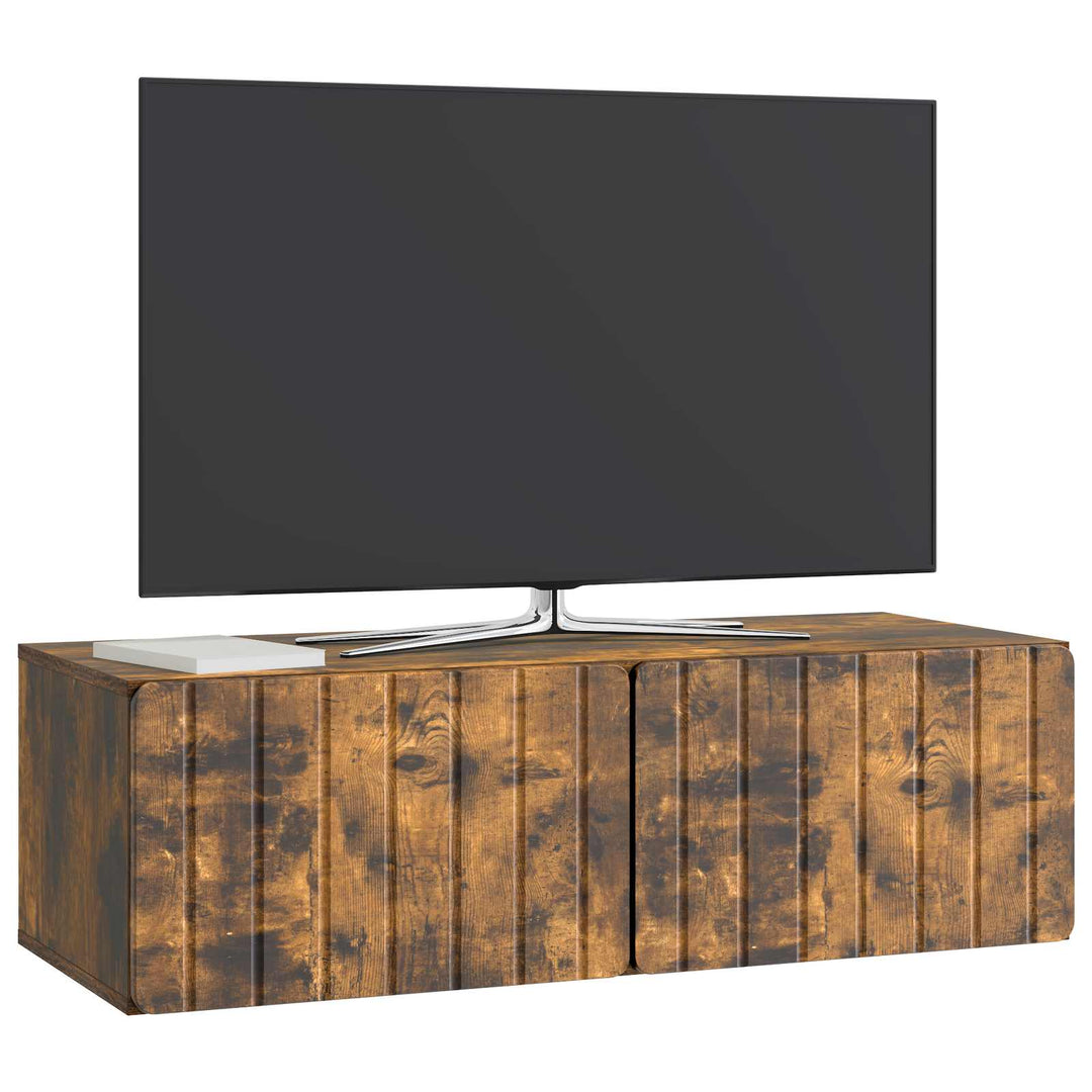 Væghængt TV-skab 98 x 41 x 30 cm Røget eg Konstrueret træ