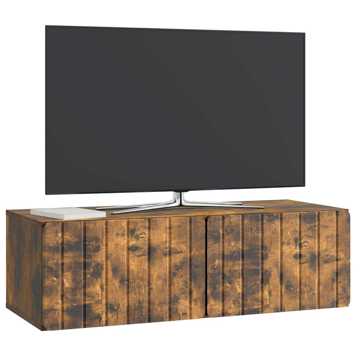 Væghængt TV-skab 98 x 41 x 30 cm Røget eg Konstrueret træ