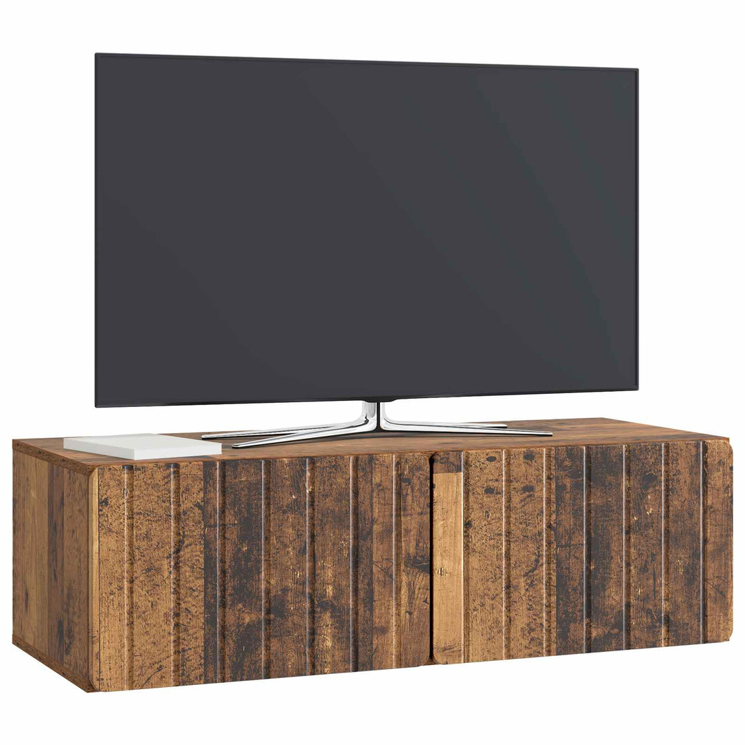 Væghængt TV-skab 98 x 41 x 30 cm Gammelt træ Konstrueret træ