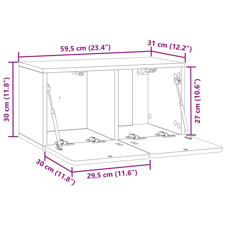 Væghængt TV-skab 59,5 x 31 x 30 cm Artisan-eg Konstrueret træ