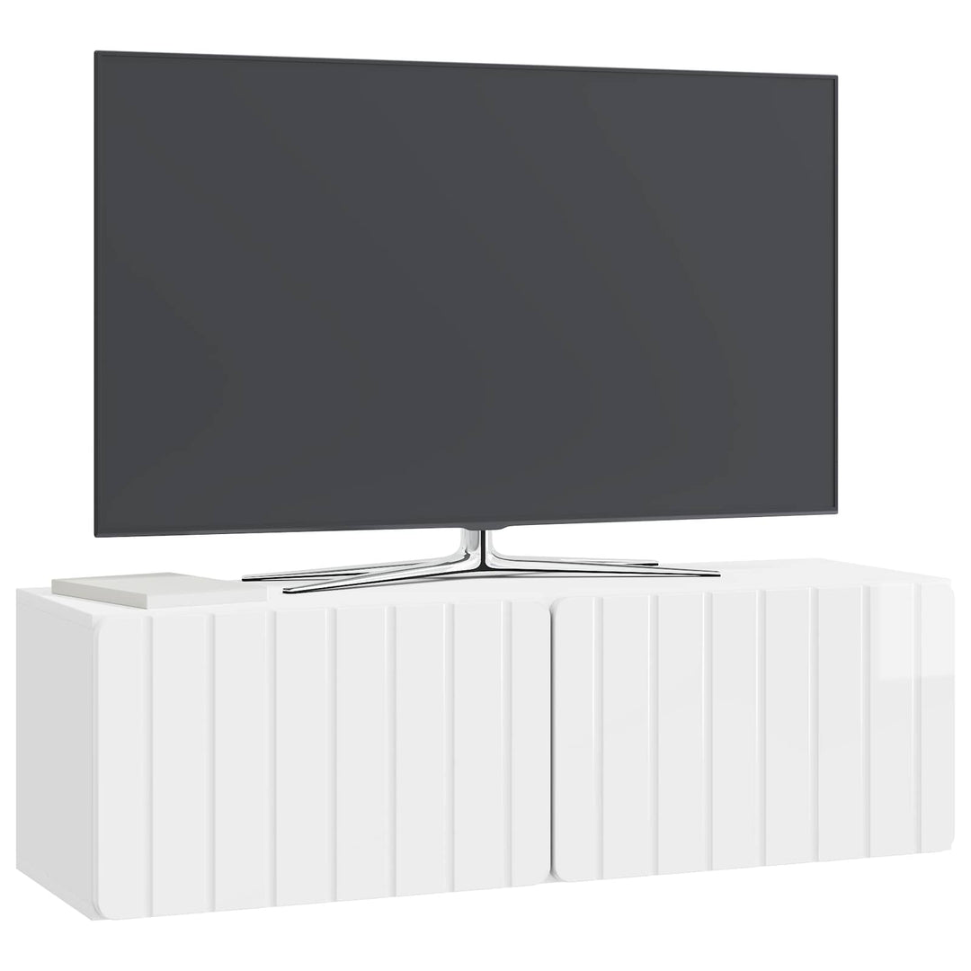 Væghængt TV-skab 98 x 31 x 30 cm Hvid højglans Konstrueret træ