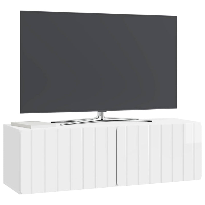 Væghængt TV-skab 98 x 31 x 30 cm Hvid højglans Konstrueret træ