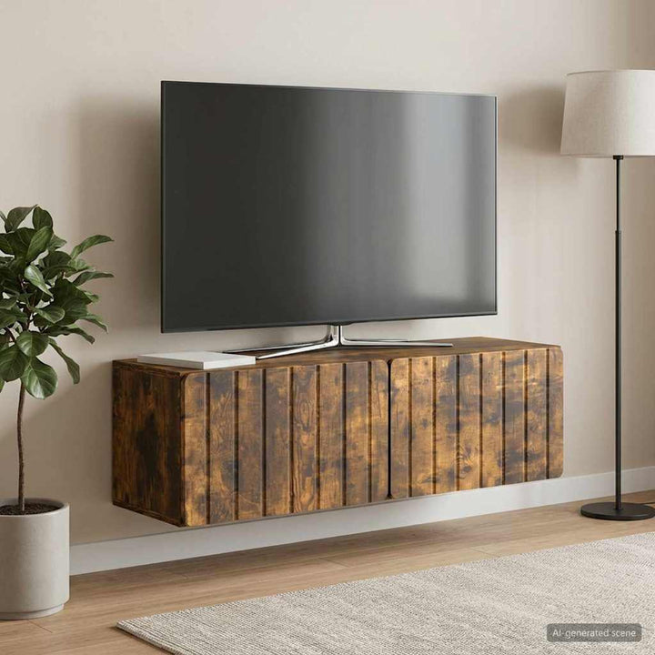 Væghængt TV-skab 98 x 31 x 30 cm Røget eg Konstrueret træ
