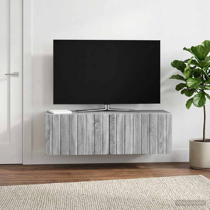 Væghængt TV-skab 98 x 31 x 30 cm Grå Sonoma Konstrueret træ