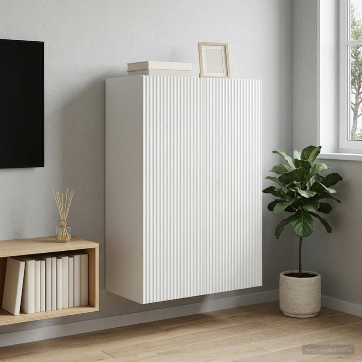 Vægmonteret skab 66 x 34,5 x 90 cm Konstrueret træ Hvid