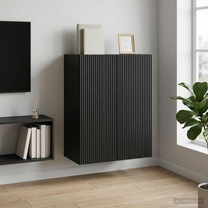 Vægmonteret skab 66 x 34,5 x 90 cm Konstrueret træ Sort