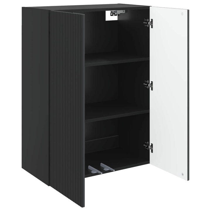 Vægmonteret skab Sort 66 x 34,5 x 90 cm Konstrueret træ