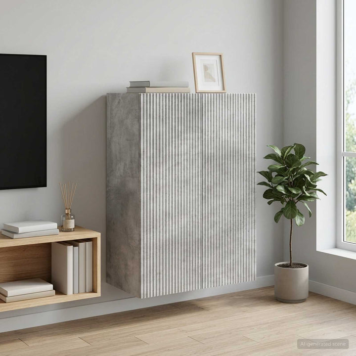 Vægmonteret skab 66 x 34,5 x 90 cm Konstrueret træ Betongrå