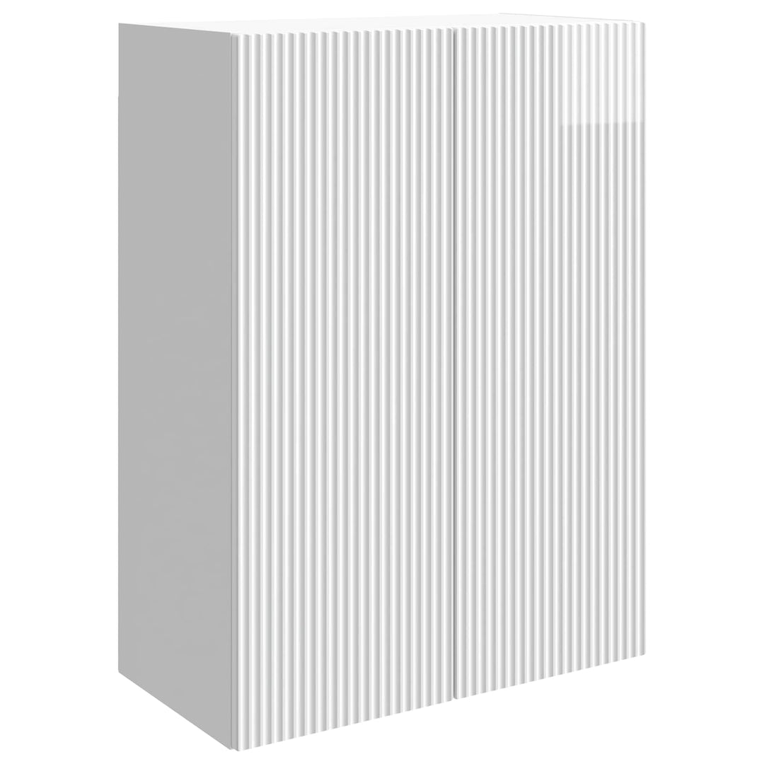 Vægmonteret skab Hvid højglans 66 x 34,5 x 90 cm
