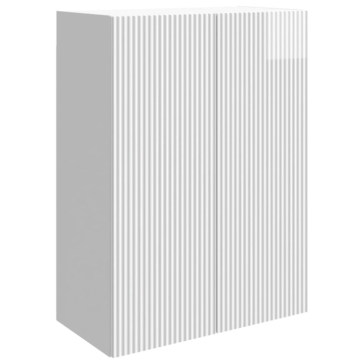 Vægmonteret skab Hvid højglans 66 x 34,5 x 90 cm