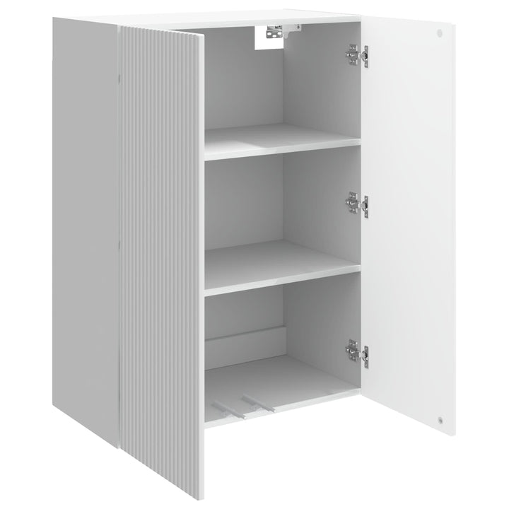 Vægmonteret skab Hvid højglans 66 x 34,5 x 90 cm