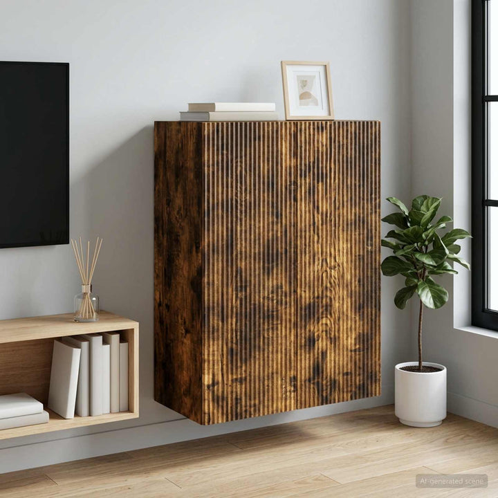 Vægmonteret skab 66 x 34,5 x 90 cm Konstrueret træ Røget eg