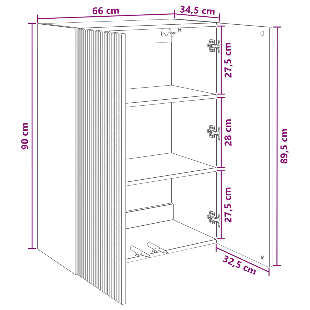 Vægmonteret skab 66 x 34,5 x 90 cm Konstrueret træ Røget eg