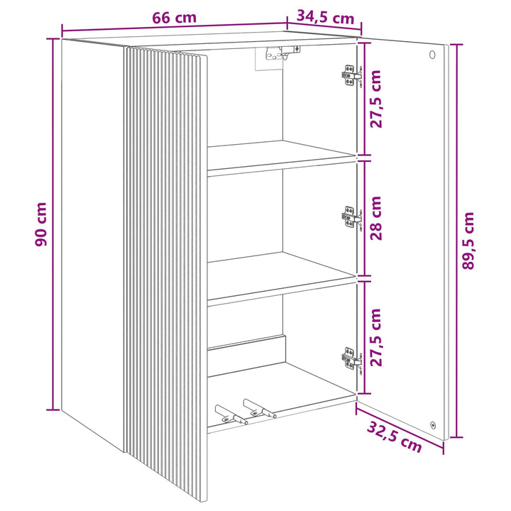 Vægmonteret skab 66 x 34,5 x 90 cm Konstrueret træ Røget eg