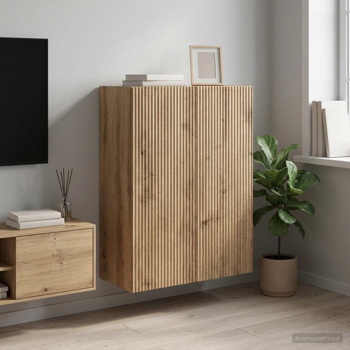Vægmonteret skab 66 x 34,5 x 90 cm Konstrueret træ Artisan-eg