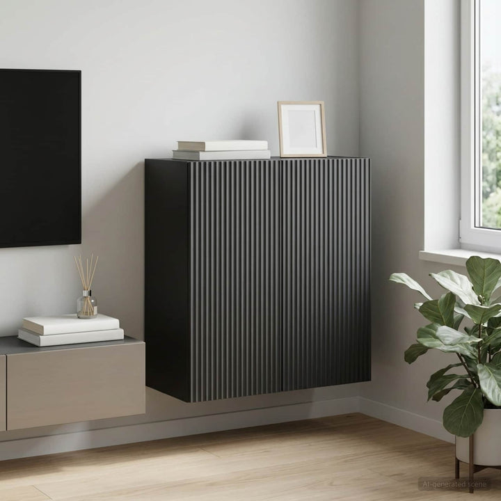 Vægmonteret skab 59 x 31 x 60 cm Konstrueret træ Sort