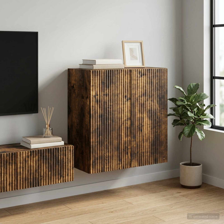 Vægmonteret skab 59 x 31 x 60 cm Konstrueret træ Røget eg